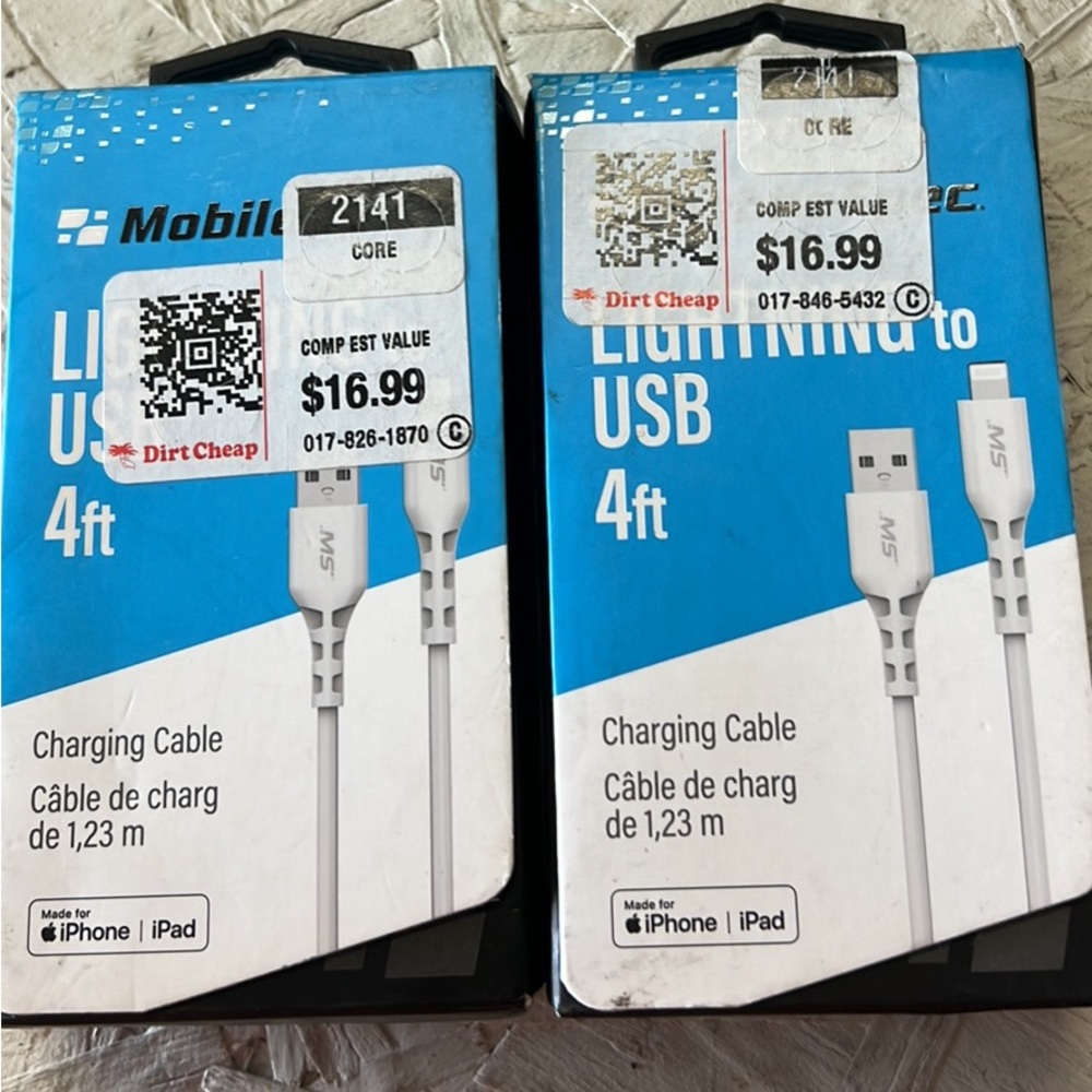 Mobile Spec 4ft lightning to usb iPhone cords set of 2